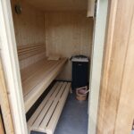 Sauna in houten guesthouse